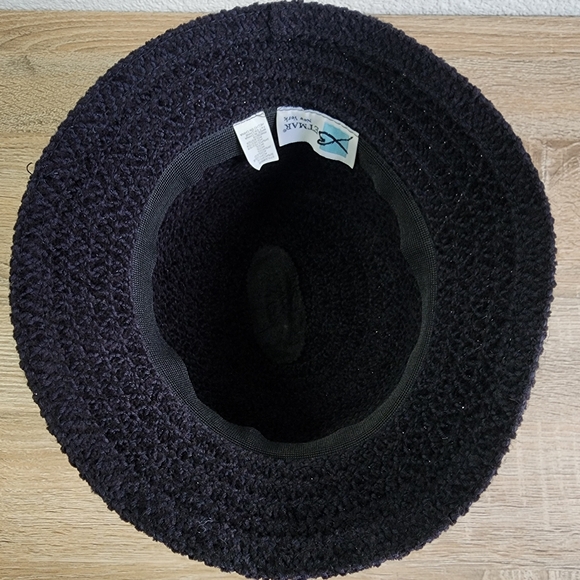 BETMAR NEW YORK Black Woven Knit Bucket Hat Wool Blend - Picture 4 of 8